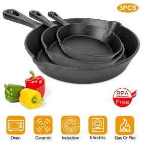 3Pcs Pre-Seasoned Cast Iron Skillet  Frying Pan