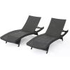 Salem Outdoor Wicker Chaise Lounge Chairs Relaxing Chair 2-Pcs Set Recliner Grey Freight Free Furniture