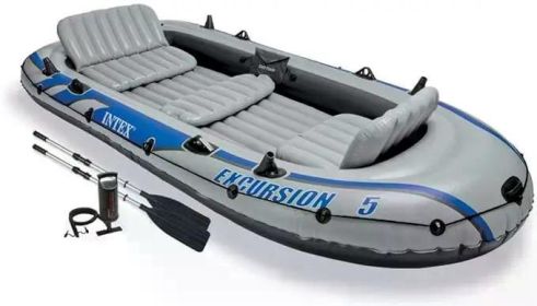 INTEX Excursion Inflatable Boat Series: Includes Deluxe 54in Boat Oars and High-Output Pump – SuperTough PVC – Adjustable Seats