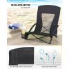 SONGMICS Portable Beach Chair, with High Backrest, Cup Holder, Foldable, Lightweight, Comfortable, Heavy Duty, Outdoor Chair