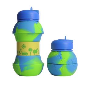 550ML Collapsible Water Bottles Outdoor Sports Fold Water Cup Silicone Leakproof Portable Kettle Travel Children Adult Bottle (Capacity: 550ML)