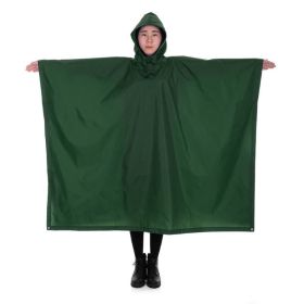 Multi-Usage Lightweight Hooded Rain Poncho Picnic Mat Blanket Sun Shelter (Color: Green)