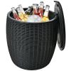 Rattan Cool Bar 4-in-1 Cocktail Table Side Table for Outdoor Patio