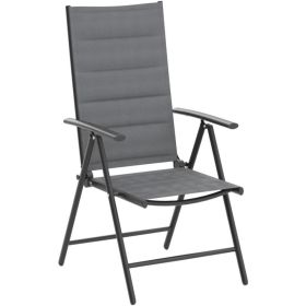 Outdoor Chairs Set of 2, with Soft Cotton-Padded Seat Adjustable High Backrest Portable Camping Chairs (Color: Gray)