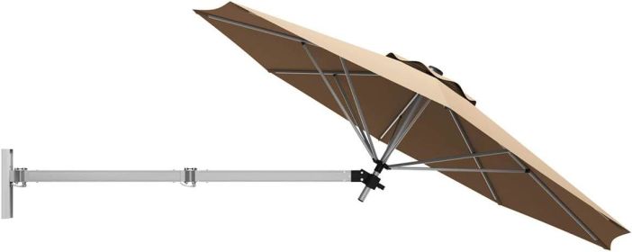 Mounted Patio Umbrella, Outdoor Wall Umbrella with Adjustable Pole, Tilting Sunshade Umbrella with Wind Vent Patio Umbrellas (Color: Beige)