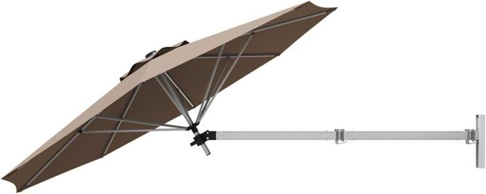 Mounted Patio Umbrella, Outdoor Wall Umbrella with Adjustable Pole, Tilting Sunshade Umbrella with Wind Vent Patio Umbrellas (Color: Tan)