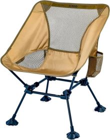 IClimb Ultralight Compact Camping Folding Beach Chair with Anti-Sinking Large Feet and Back Support Webbing (1 Pack) (Color: Brown (Square Frame))