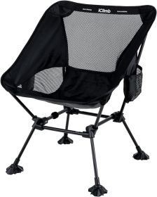 IClimb Ultralight Compact Camping Folding Beach Chair with Anti-Sinking Large Feet and Back Support Webbing (1 Pack) (Color: Black (Square Frame))