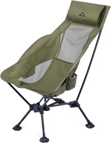 IClimb Ultralight Compact Camping Folding Beach Chair with Anti-Sinking Large Feet and Back Support Webbing (1 Pack) (Color: Green (High Back))