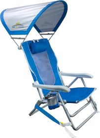 GCI Outdoor Backpack Beach Chair, Royal Blue, Foldable Chair, Portable, Adjustable, Sturdy Steel and Polyester Camping Chair (Color: Sunshade Backpack)