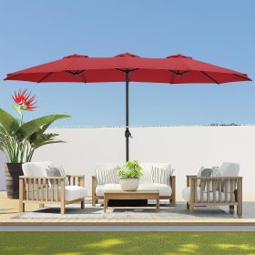 Patio Umbrellas for Double Sided with Base, 99.9% UV-resistant and Superior Resistance, 15ft Outdoor Umbrella (Color: Red)