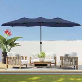 Patio Umbrellas for Double Sided with Base, 99.9% UV-resistant and Superior Resistance, 15ft Outdoor Umbrella (Color: Navy)