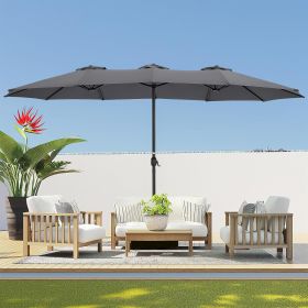 Patio Umbrellas for Double Sided with Base, 99.9% UV-resistant and Superior Resistance, 15ft Outdoor Umbrella (Color: Grey)