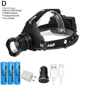 Z20 Most Powerful XHP90 Led Headlamp 8000LM Head lamp USB Rechargeable Headlight Waterproof Zoom Fishing Light Use 18650 Battery (Emitting Color: Option D)