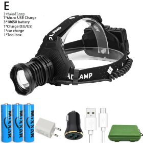 Z20 Most Powerful XHP90 Led Headlamp 8000LM Head lamp USB Rechargeable Headlight Waterproof Zoom Fishing Light Use 18650 Battery (Emitting Color: Option E)