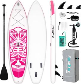 FunWater Inflatable Ultra-Light (17.6lbs) SUP for All Skill Levels Everything Included with Stand Up Paddle Board (Color: Pink)