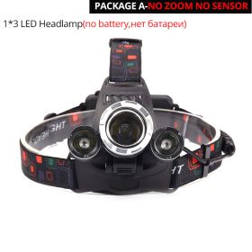 ZK25 LED Powerful Headlight headlamp 5LED Lamp Head Lamp 8000lumens Torch head light 18650 battery Best For Camping/fishing (Emitting Color: Option A)