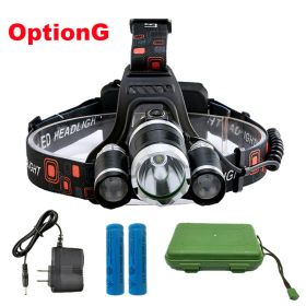 ZK20 LED Headlamp High Lumens 4 Modes 18650 Rechargeable Battery Flashlight Waterproof Outdoor Lighting Camping Fishing (Emitting Color: Option G)