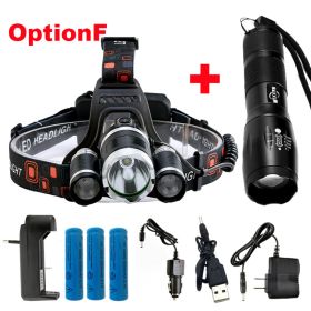 ZK20 LED Headlamp High Lumens 4 Modes 18650 Rechargeable Battery Flashlight Waterproof Outdoor Lighting Camping Fishing (Emitting Color: Option F)