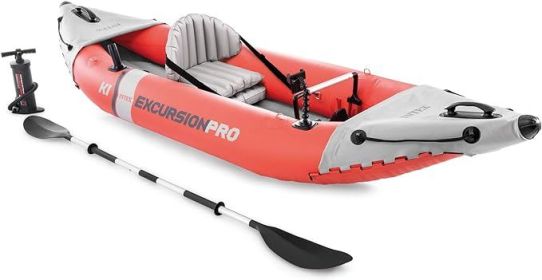 INTEX Excursion Pro Inflatable Kayak Series: Includes Deluxe 86in Kayak Paddles and High-Output Pump – SuperTough PVC (Color: 1-Person)