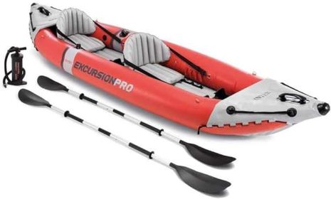 INTEX Excursion Pro Inflatable Kayak Series: Includes Deluxe 86in Kayak Paddles and High-Output Pump – SuperTough PVC (Color: 2-person)