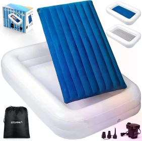 Toddler Air Mattress | Inflatable Toddler Bed Toddler Travel Bed [4-Side] | Both Side Usable (Color: Royal Blue)