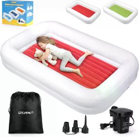 Toddler Air Mattress | Inflatable Toddler Bed Toddler Travel Bed [4-Side] | Both Side Usable (Color: Red)