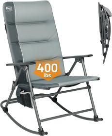 TIMBER RIDGE High Back Oversized Folding Rocking Camping Chair, Padded Outdoor Rocker, Portable Outdoor Chair for Patio, Garden, (Color: Grey)