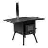 77.5*41*49cm black iron panel with chimney camping stove N001